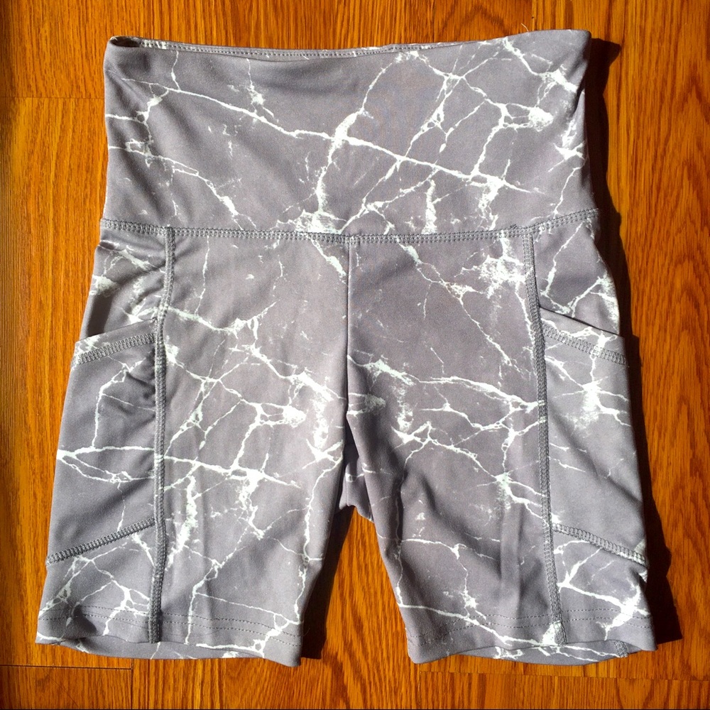 Marble Print Biker Shorts
